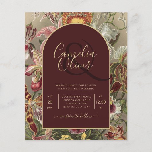 Stunning Vintage Botanische Burgundy Bloemen Bruil Flyer (Voorkant)