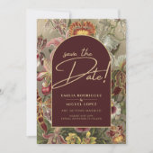 Stunning Vintage Botanische Burgundy Bloemen Bruil Kaart (Voorkant)