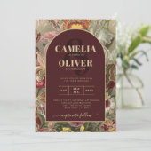 Stunning Vintage Botanische Burgundy Bloemen Bruil Kaart (Staand voorkant)