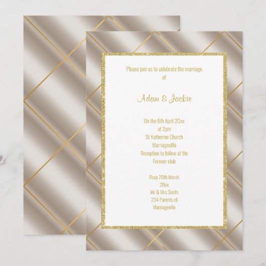 STUNNING VOOR METALLIGE WEDDING 2 INVITATIE KAART (Voorkant / Achterkant)