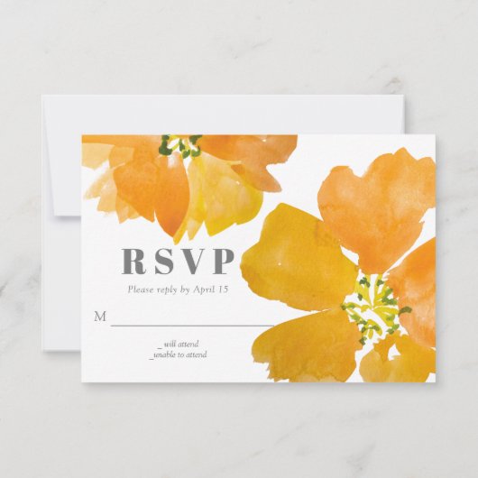 Stunning Watercolor Bloem Moderne RSVP Kaartje (Achterkant)
