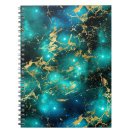 Stunning watercolor groen & goud marmer sterrenste notitieboek
