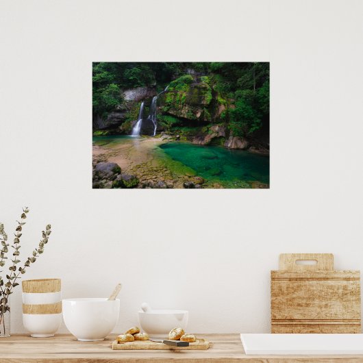 Stunning waterfall Virje, Slovenië Poster (Keuken)