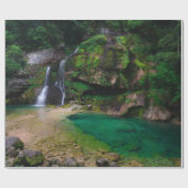 Stunning waterfall Virje, Slovenië Poster Cadeaupapier (Vlak)
