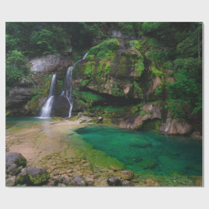 Stunning waterfall Virje, Slovenië Poster Cadeaupapier