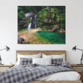 Stunning waterfall Virje, Slovenië Poster Canvas Afdruk (Insitu (Slaapkamer))