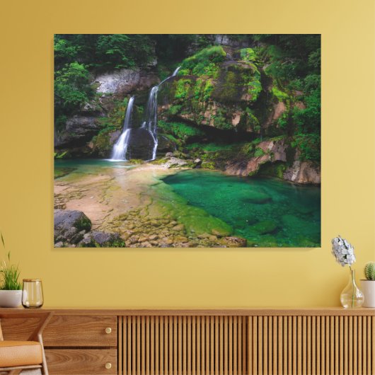 Stunning waterfall Virje, Slovenië Poster Canvas Afdruk (Insitu (Woonkamer))