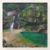 Stunning waterfall Virje, Slovenië Poster Glazen Onderzetter (Voorkant)
