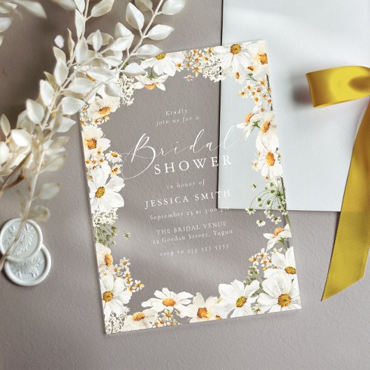Stunning White Flowers Spring Bridal Shower Acryl Uitnodigingen