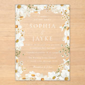 Stunning White Flowers Wedding Acryl Uitnodigingen (Voorkant)