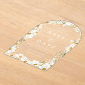 Stunning White Flowers Wedding Save The Date Acryl Uitnodigingen (Laagn)