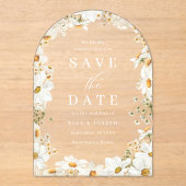 Stunning White Flowers Wedding Save The Date Acryl Uitnodigingen (Voorkant)