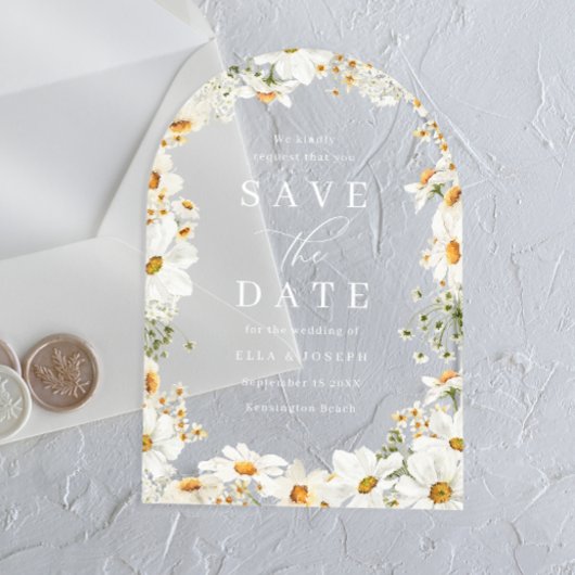 Stunning White Flowers Wedding Save The Date Acryl Uitnodigingen
