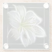 Stunning White Lily Fractal Art Black Glazen Onderzetter (Achterkant)