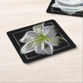 Stunning White Lily Fractal Art Black Kartonnen Onderzetters (Schuin)