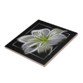 Stunning White Lily Fractal Art Black Tegeltje (Zijkant)