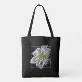 Stunning White Lily Fractal Art Black Tote Bag (Achterkant)
