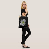 Stunning White Lily Fractal Art Black Tote Bag (Op model)