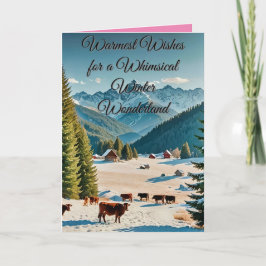 stunning winterlandschap met besneeuwde heuvels kaart