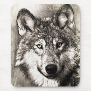 Stunning Wolf Face Sketch Muismat