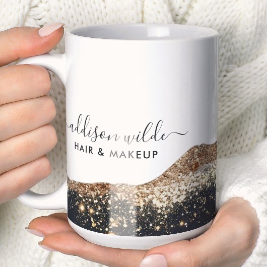 Stunning Zwart En Goud Glitter Script Zakelijk Koffiemok