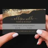 Stunning Zwarte En Gouden Glitter Script QR Code Afsprakenkaartje