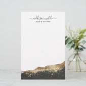 Stunning Zwarte En Gouden Glitter Trendy Script Briefpapier (Staand voorkant)