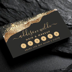 Stunning Zwarte En Gouden Glitter Trendy Script Klantenkaartje
