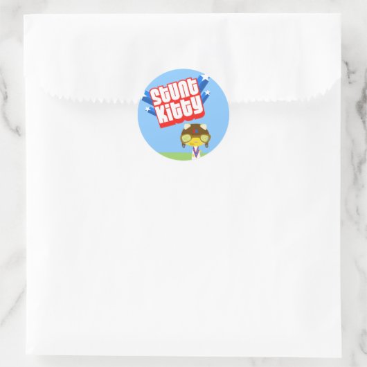 Stunt Kat Ronde Sticker (Tas)