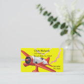 Stunt piloot in aangepaste vliegtuigkleur visitekaartje (Staand voorkant)