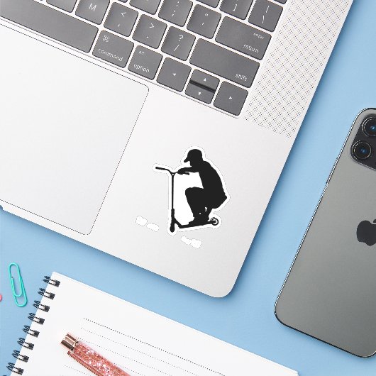 Stunt scooter dek grijpen sticker (Laptop met iPhone)