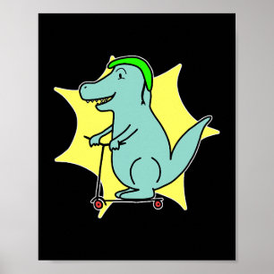 Stunt scooter dinosaurus scooter draak komisch die poster