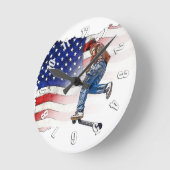 Stunt Scooter Rider en US Flag  Ronde Klok (Hoek)