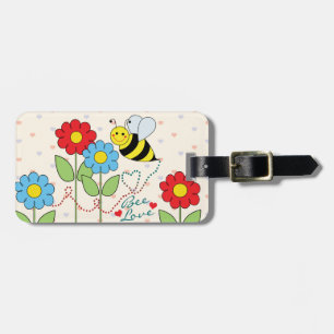 Stuntel Bij met het Adres van Bloemen Bagagelabel