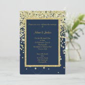 STUNTEN NAVY GOLD SPARKLE WEDDING CUSTOM KAART (Staand voorkant)