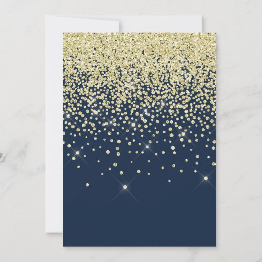 STUNTEN NAVY GOLD SPARKLE WEDDING CUSTOM KAART (Achterkant)