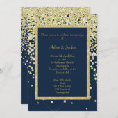 STUNTEN NAVY GOLD SPARKLE WEDDING CUSTOM KAART (Voorkant / Achterkant)