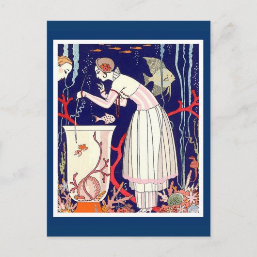 STUNTEN VAN KLEINE VIS, ART DECO BEAUTY-MODE BRIEFKAART (Voorkant)