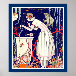 STUNTEN VAN KLEINE VIS, ART DECO BEAUTY-MODE POSTER