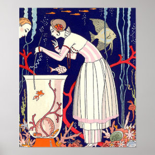 STUNTEN VAN KLEINE VIS, ART DECO BEAUTY-MODE POSTER