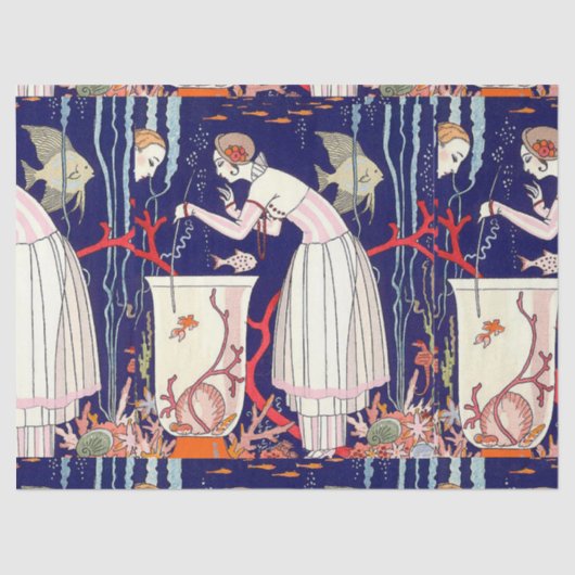 STUNTEN VAN KLEINE VIS, ART DECO BEAUTY-MODE TISSUEPAPIER (Voorkant)