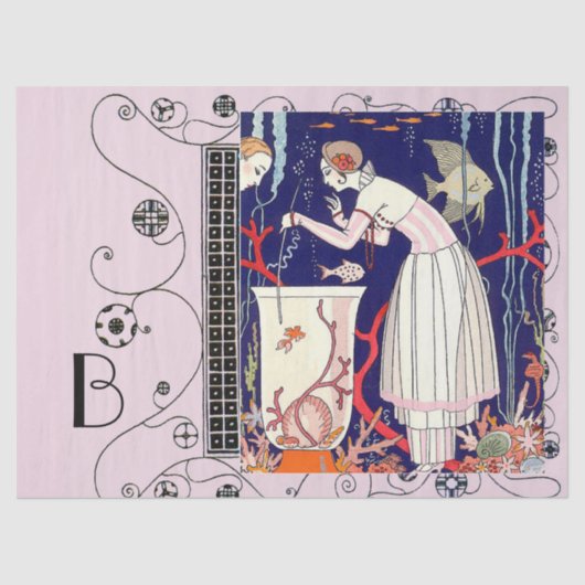 STUNTEN VAN KLEINE VIS, ART DECO BEAUTY-MODE TISSUEPAPIER (Voorkant)