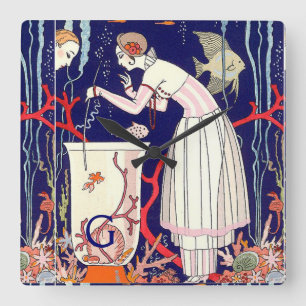 STUNTEN VAN KLEINE VIS, MODE-MONOGRAM VAN DE BEAUT VIERKANTE KLOK