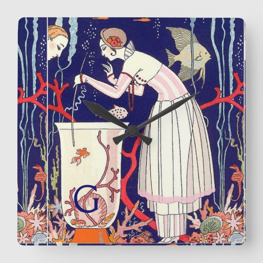 STUNTEN VAN KLEINE VIS, MODE-MONOGRAM VAN DE BEAUT VIERKANTE KLOK (Voorkant)