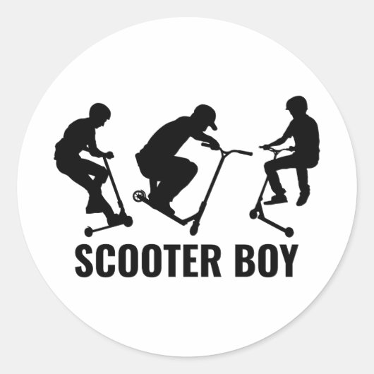 Stuntscooter Boy Freestyle scootering Rider Ronde Sticker (Voorkant)