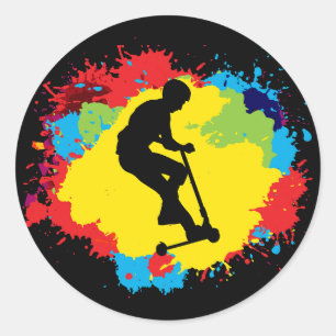 Stuntscooter Freestyle Scootering Rider Ronde Sticker