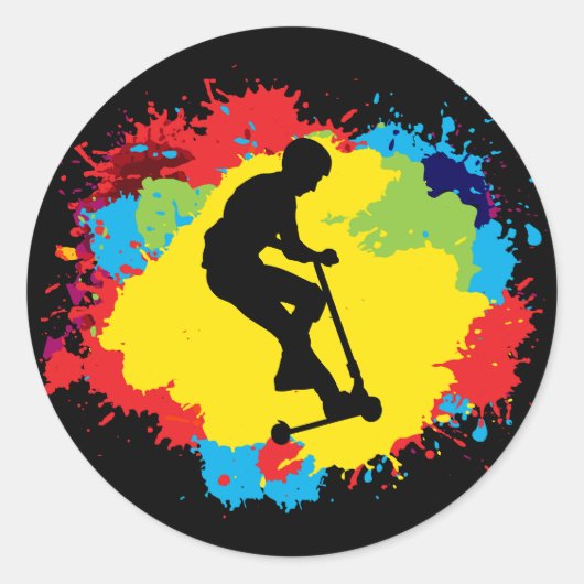 Stuntscooter Freestyle Scootering Rider Ronde Sticker (Voorkant)