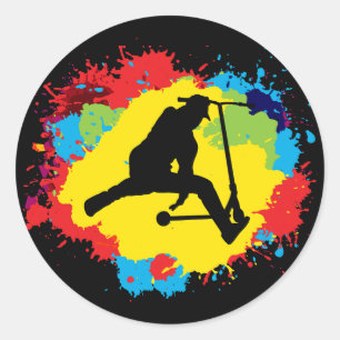 Stuntscooter Freestyle Scootering Rider Ronde Sticker