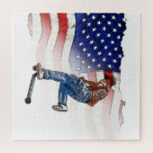 Stuntscooter Rider en Amerikaanse vlag Legpuzzel (Horizontaal)