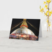 Stupa Boudhanath, Kathmandu at night - Nepal Card Kaart (Gele Bloem)